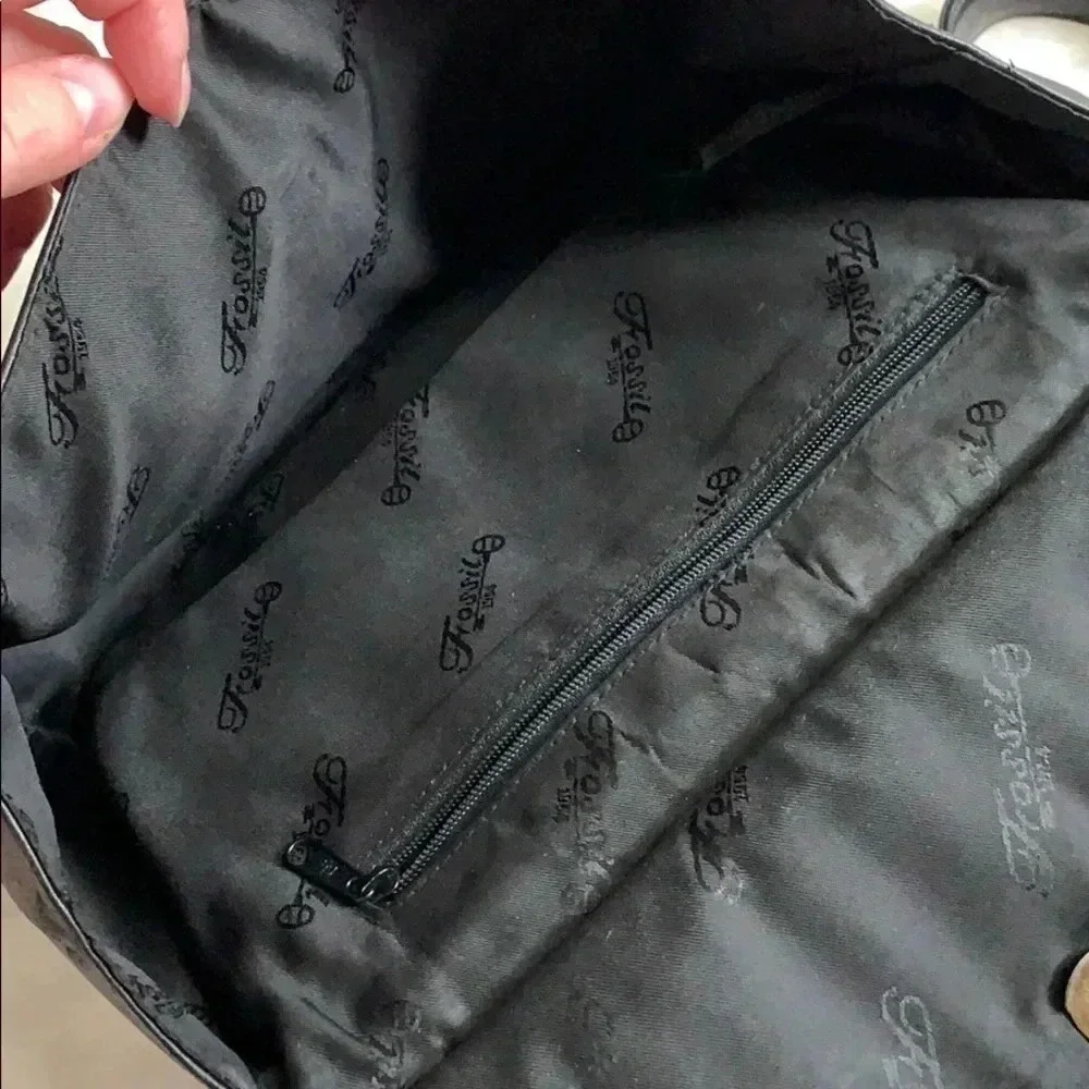 Fossil Vintage Black Leather Satchel